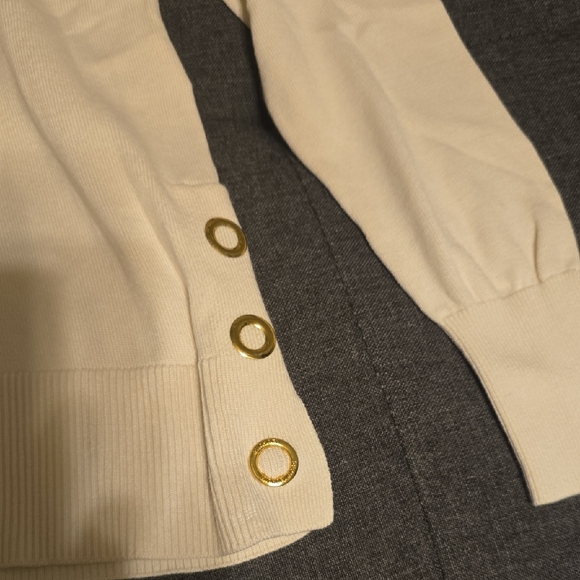 MICHAEL Michael Kors Cream Sweater with Gold Button Accents - Picture 4 of 7
